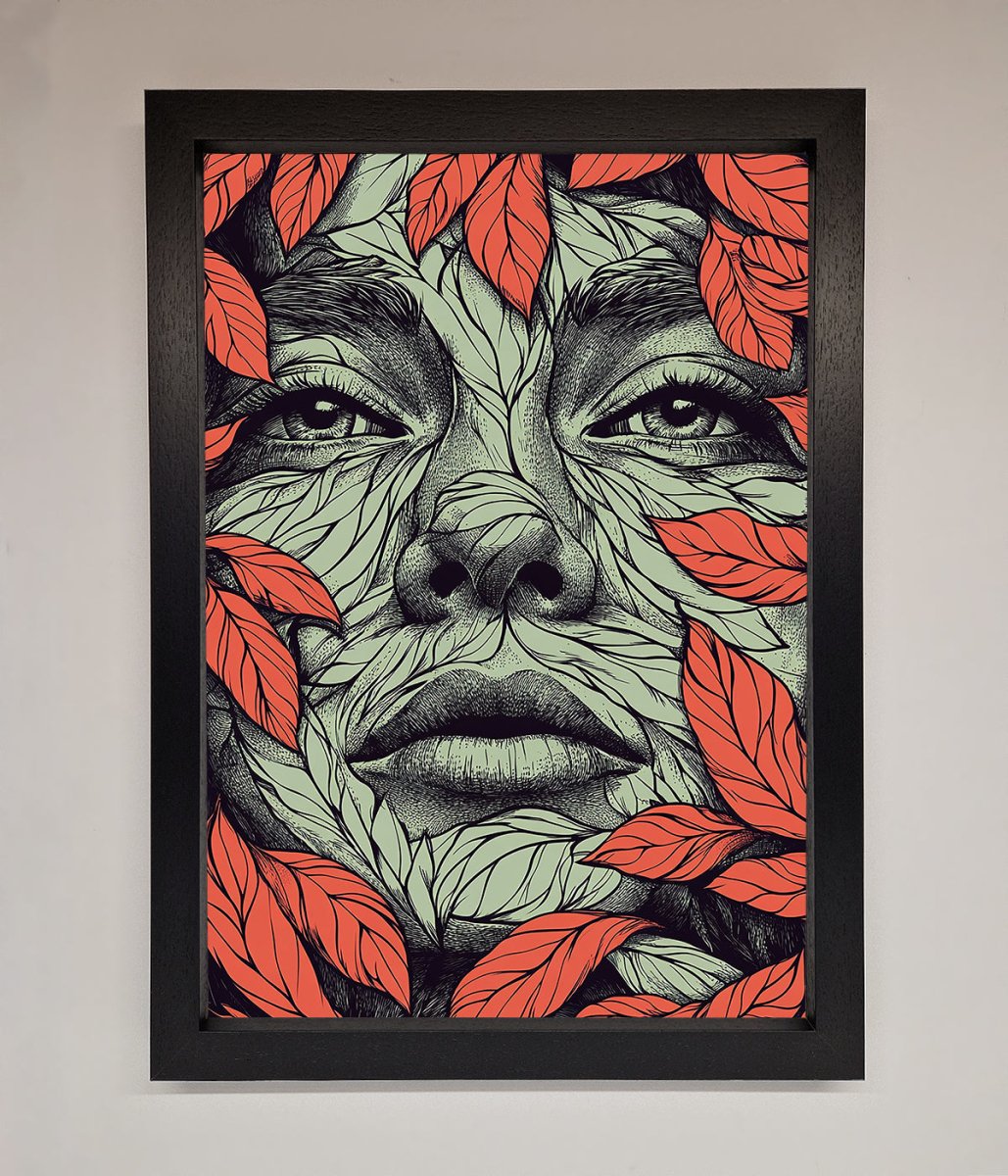 Red Leaves Face Framed Print-1