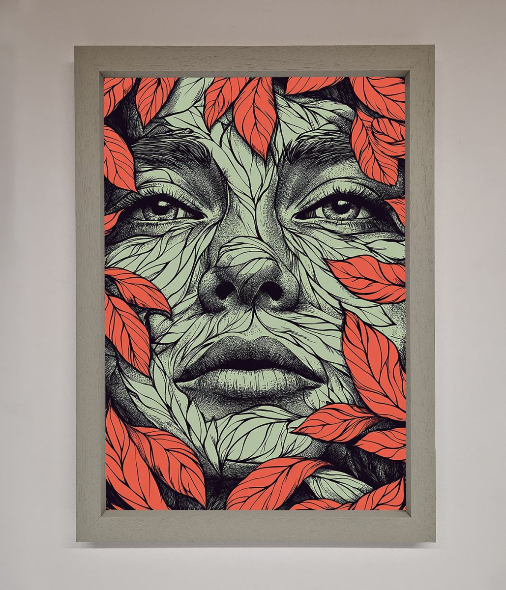 Red Leaves Face Framed Print-3