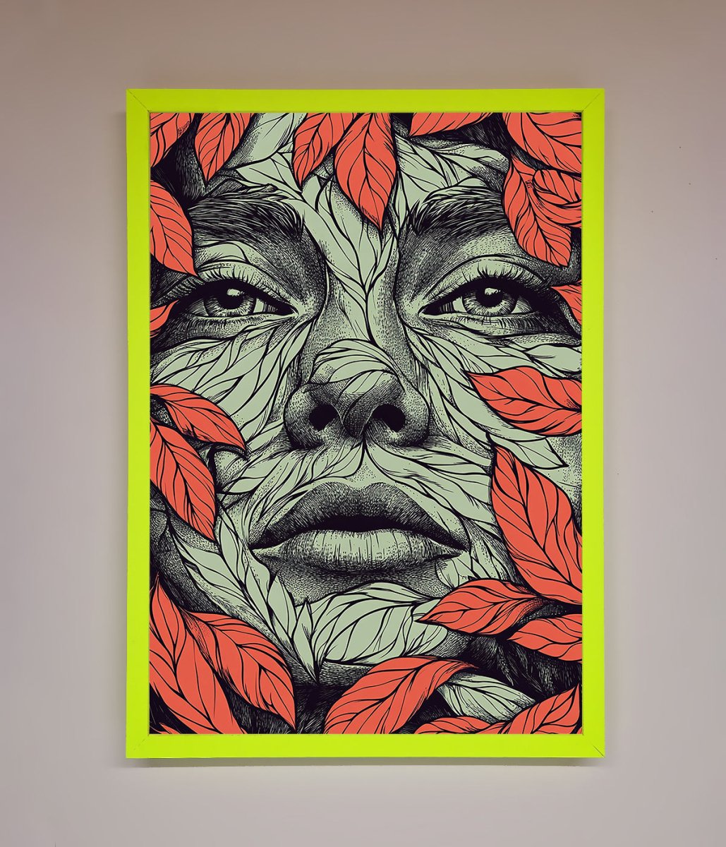 Red Leaves Face Framed Print-12