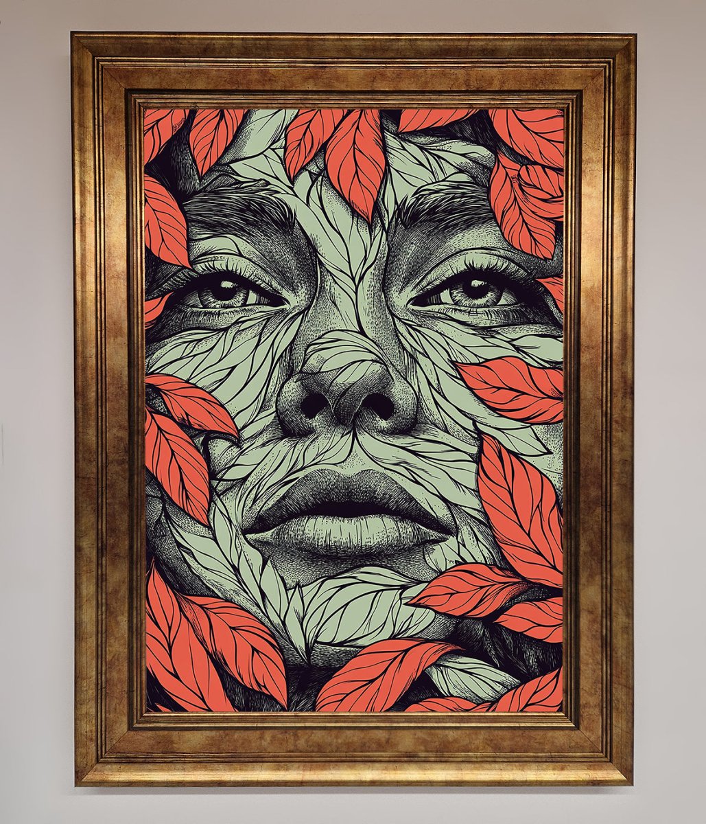 Red Leaves Face Framed Print-7