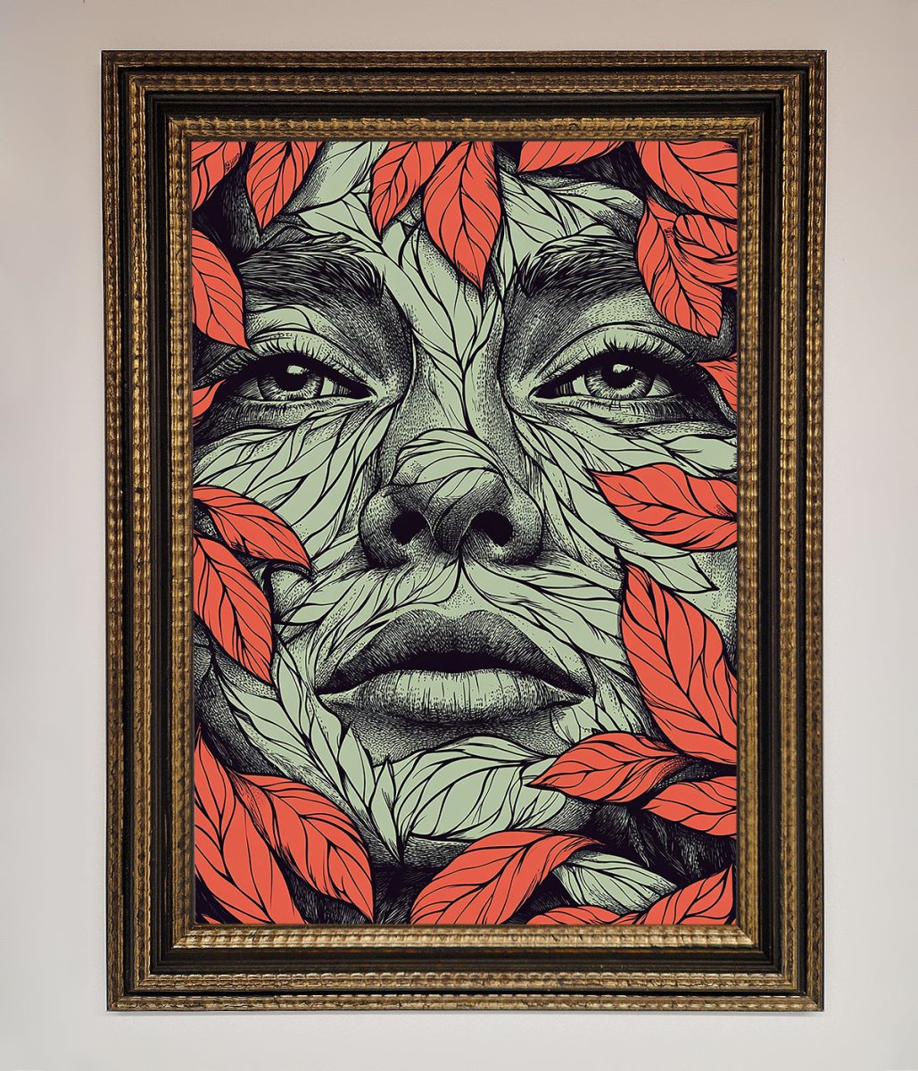 Red Leaves Face Framed Print-18
