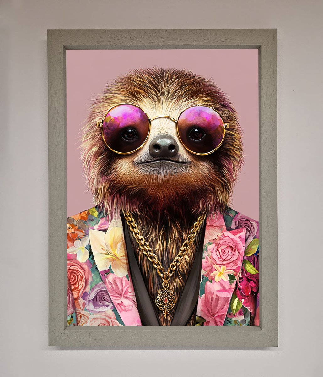 Sloth With Sunglasses Framed Poster-3