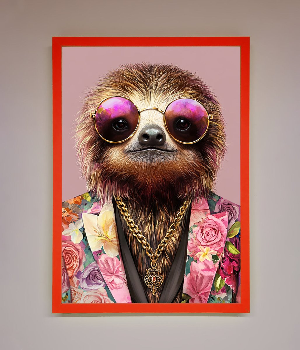 Sloth With Sunglasses Framed Poster-6