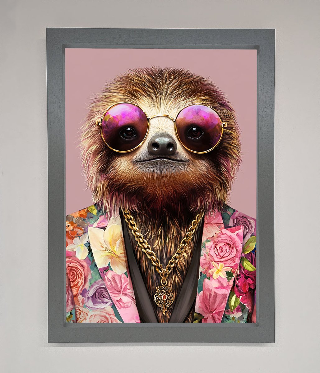 Sloth With Sunglasses Framed Poster-4