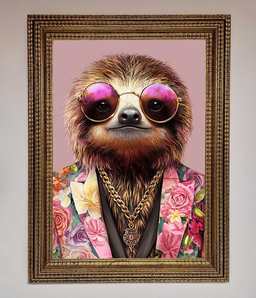 Sloth With Sunglasses Framed Poster-9