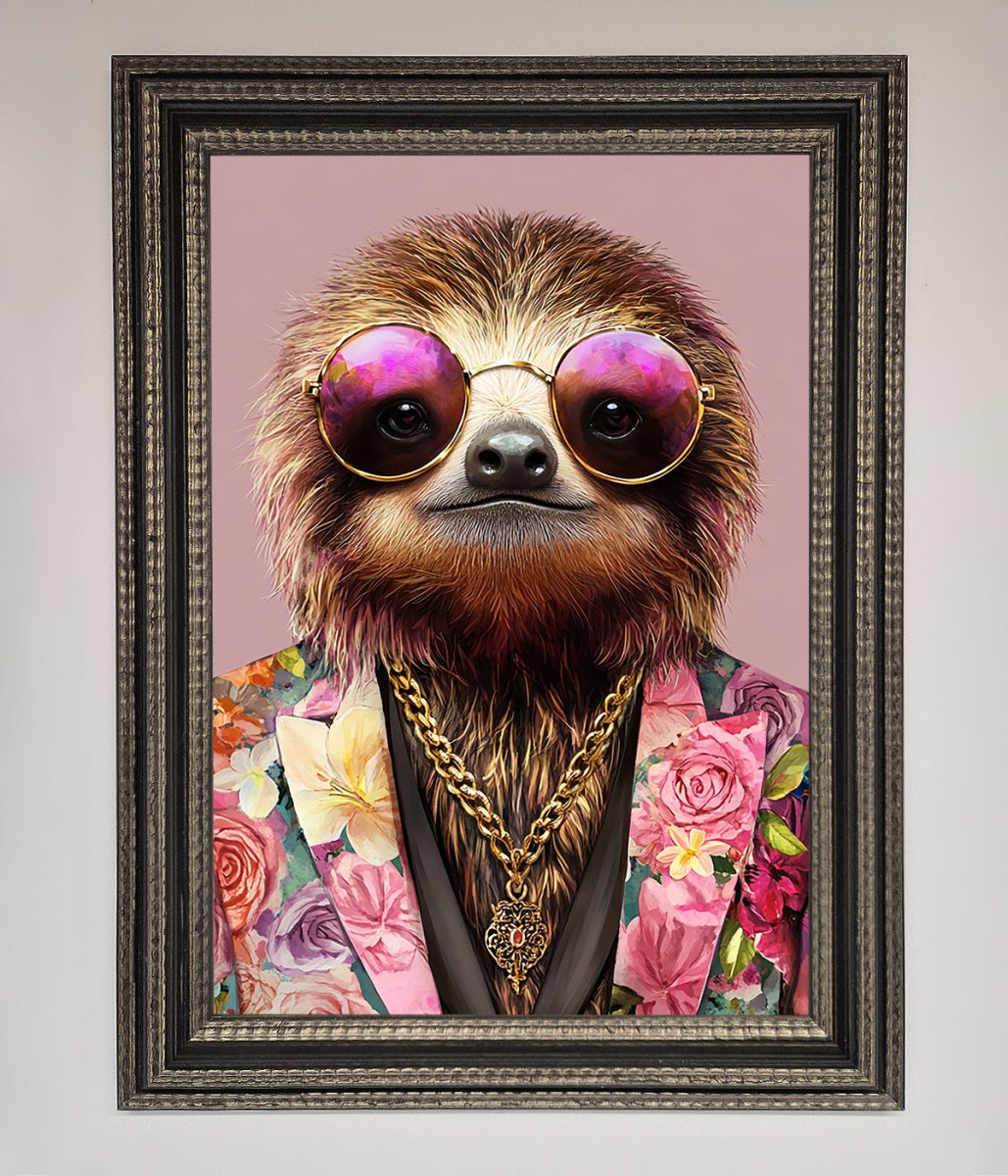Sloth With Sunglasses Framed Poster-13
