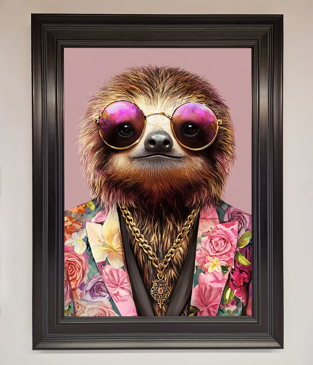 Sloth With Sunglasses Framed Poster-15