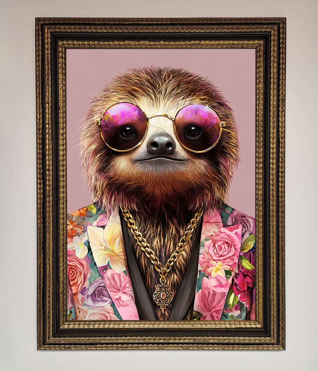 Sloth With Sunglasses Framed Poster-11