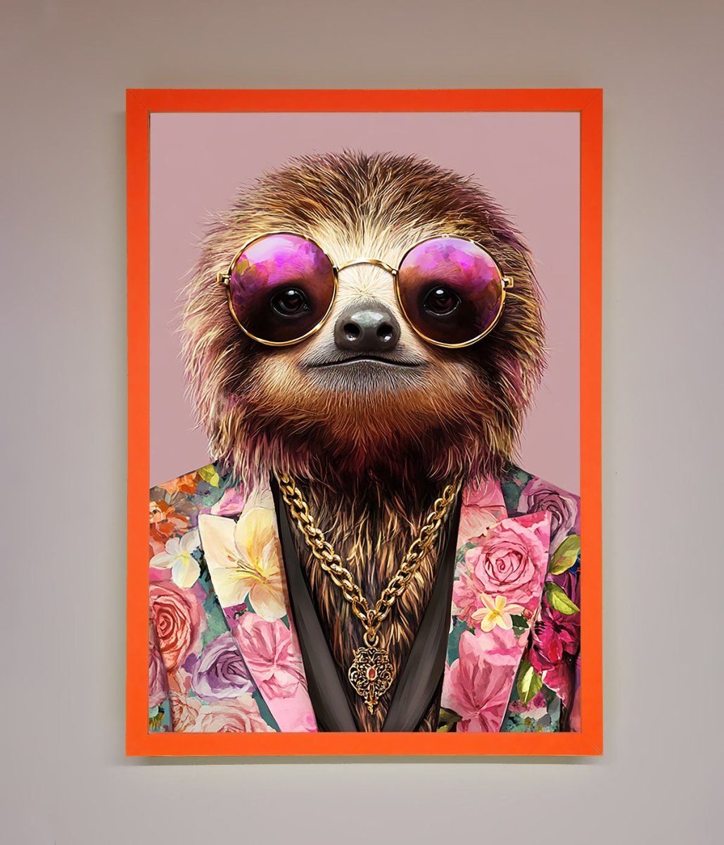 Sloth With Sunglasses Framed Poster-5