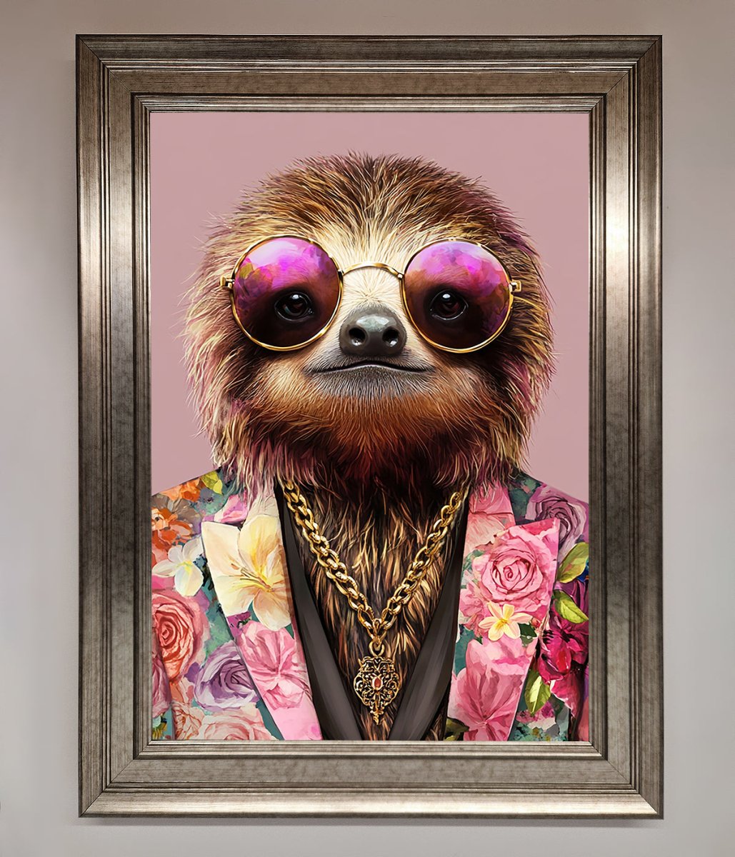 Sloth With Sunglasses Framed Poster-14