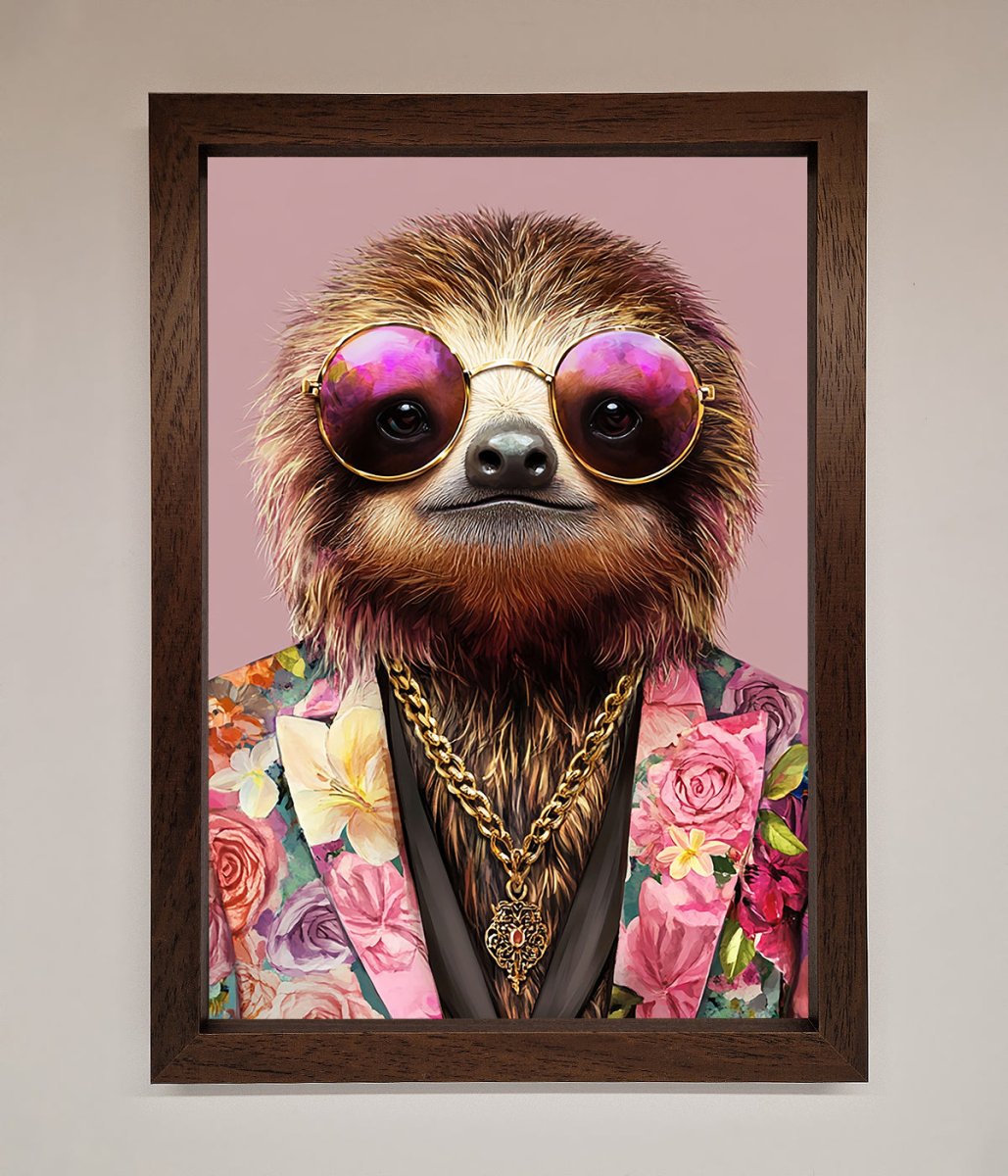 Sloth With Sunglasses Framed Poster-18