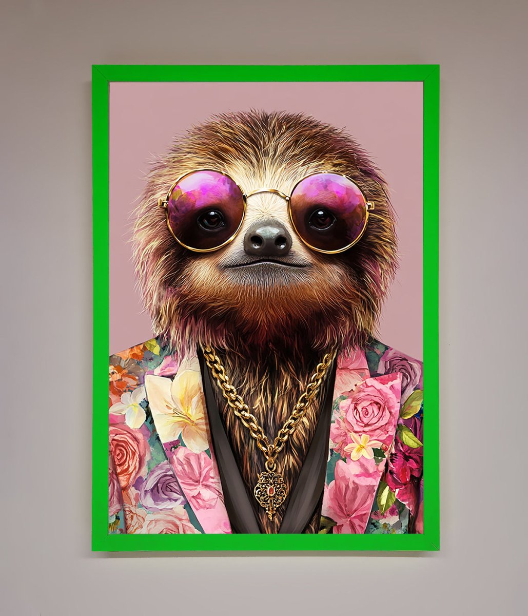 Sloth With Sunglasses Framed Poster-8