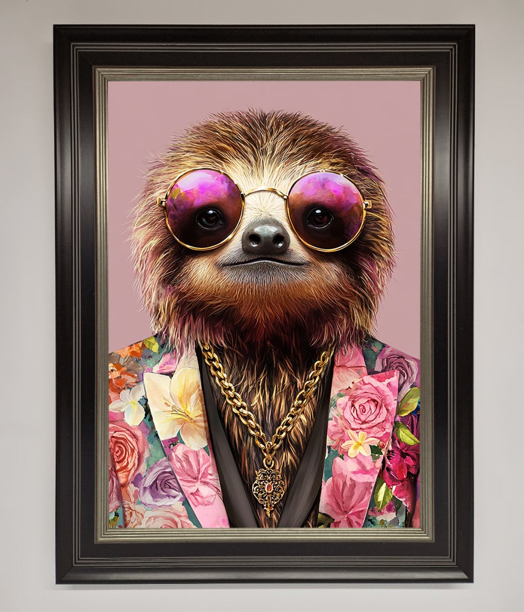 Sloth With Sunglasses Framed Poster-16