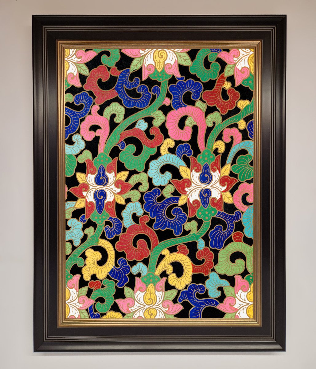 Vintage Flower Swirls Framed Wall Art-9