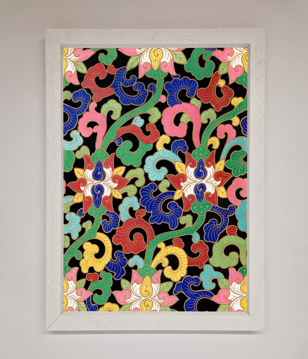 Vintage Flower Swirls Framed Wall Art-1