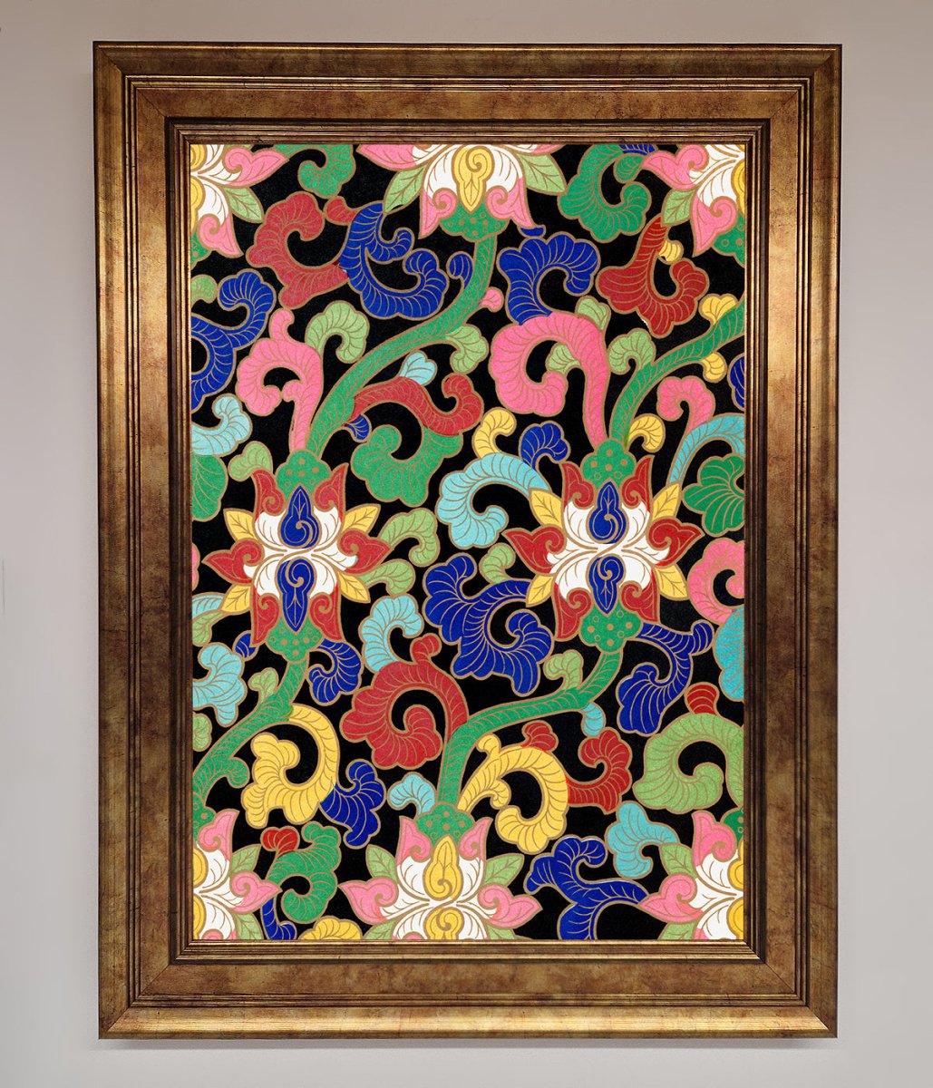 Vintage Flower Swirls Framed Wall Art-7