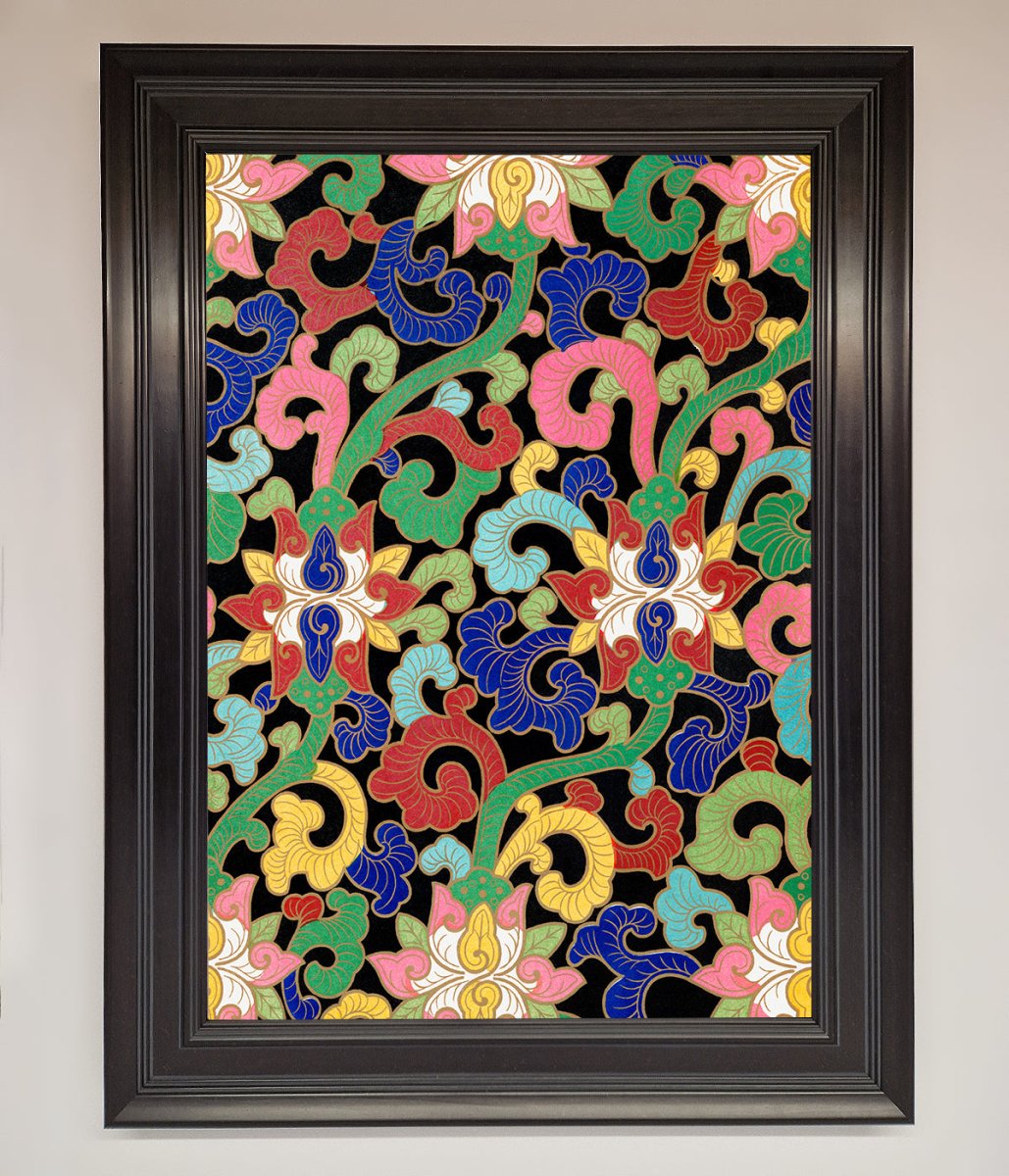 Vintage Flower Swirls Framed Wall Art-6