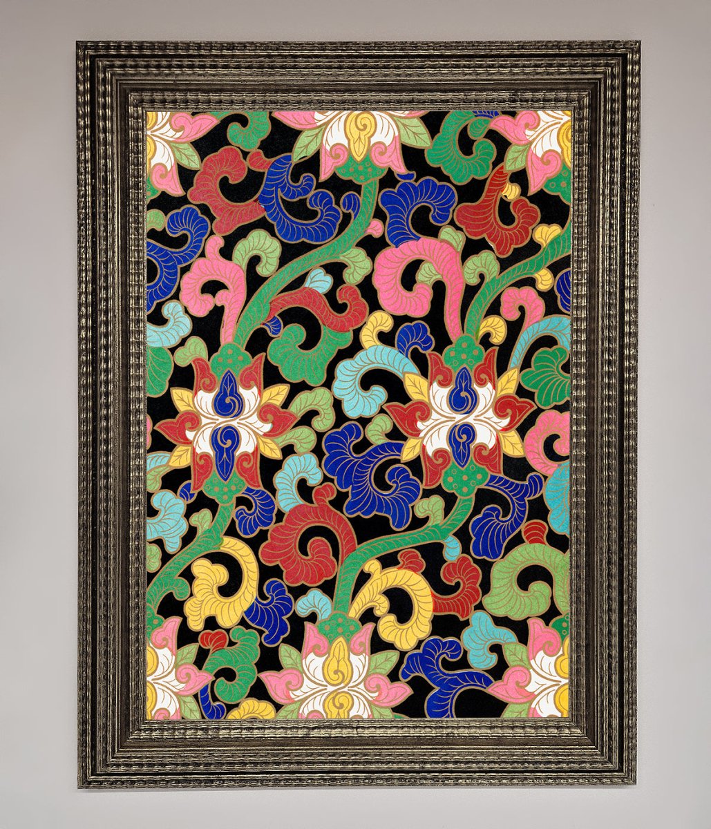 Vintage Flower Swirls Framed Wall Art-16