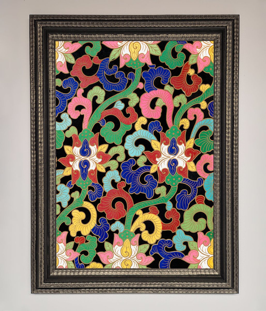 Vintage Flower Swirls Framed Wall Art-17