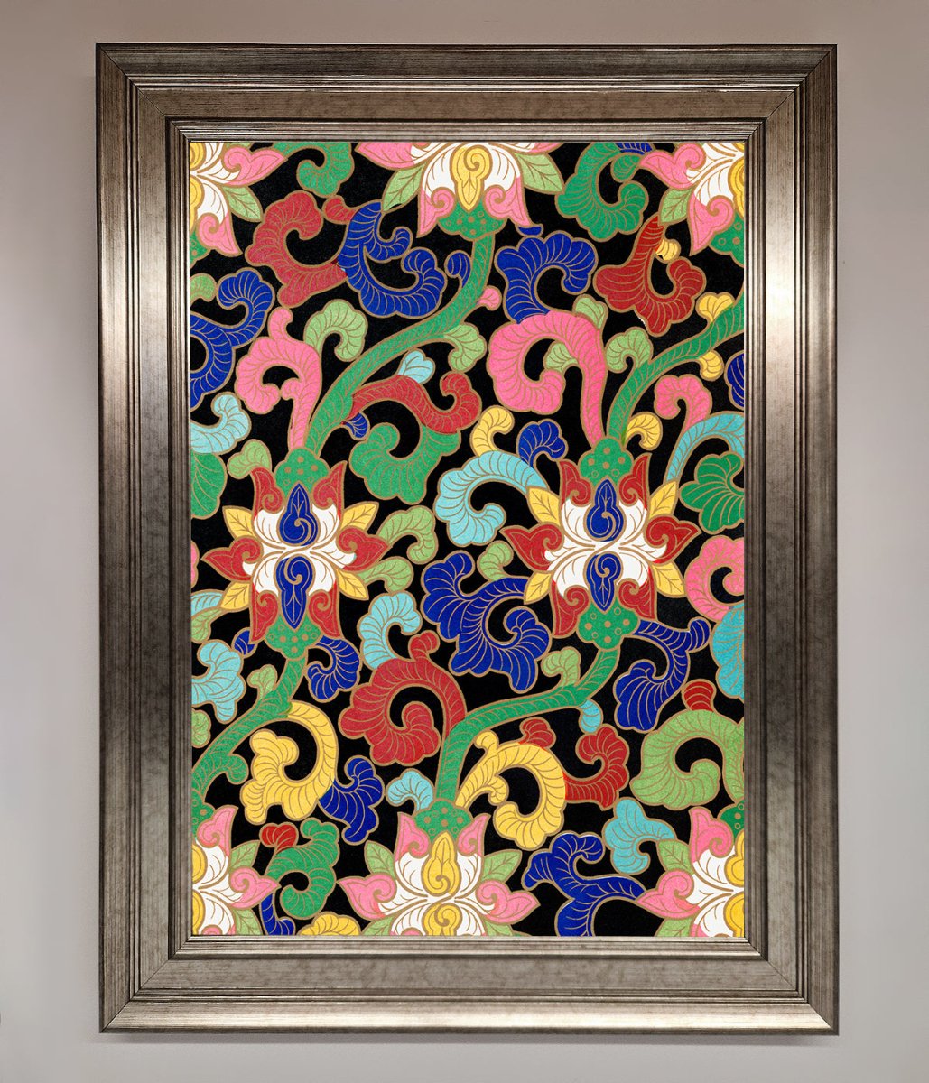 Vintage Flower Swirls Framed Wall Art-5