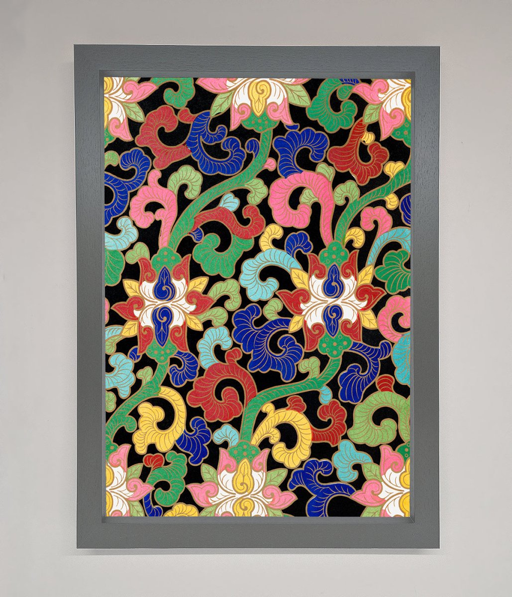 Vintage Flower Swirls Framed Wall Art-3