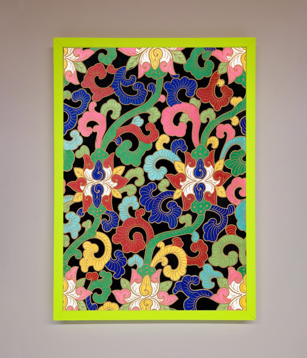 Vintage Flower Swirls Framed Wall Art-12