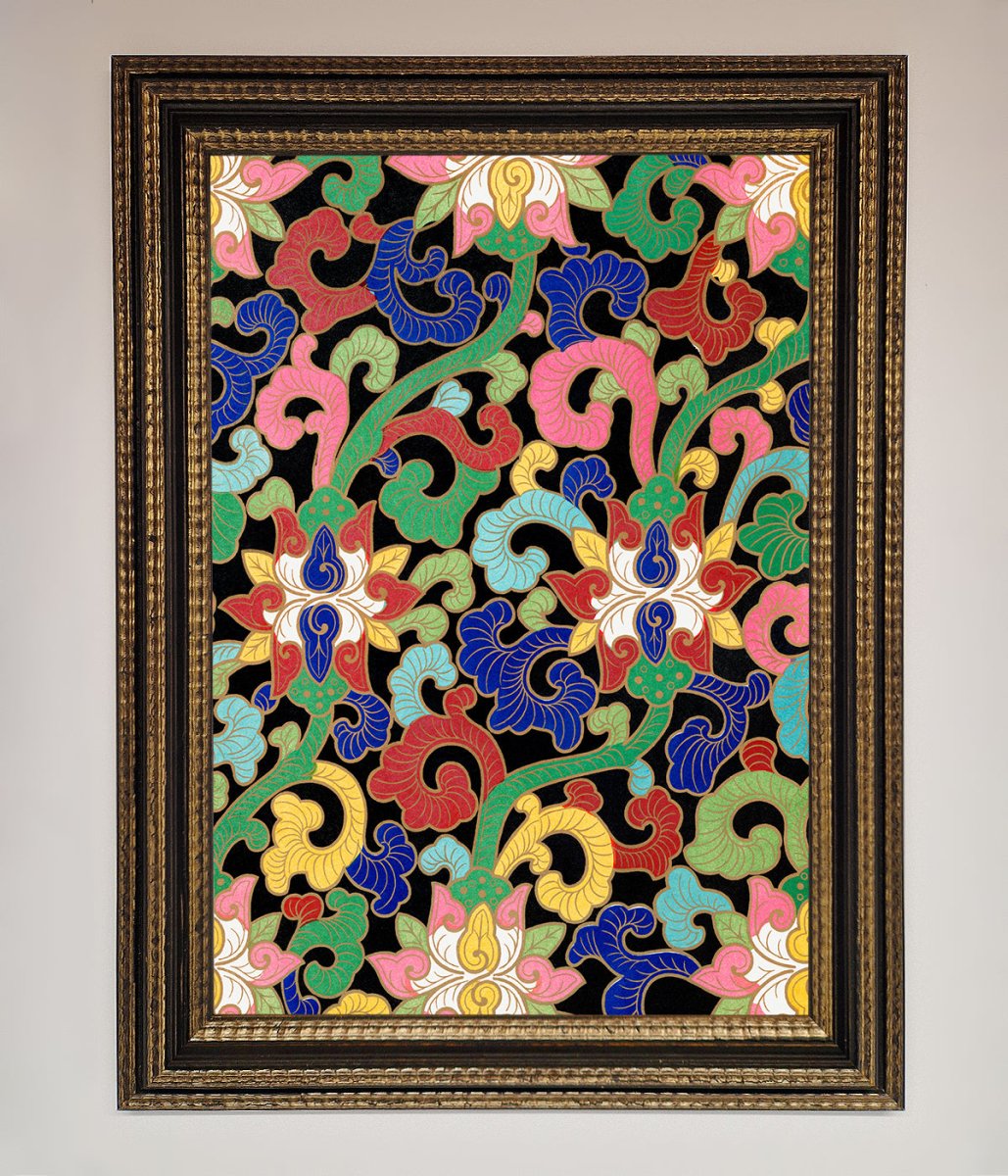 Vintage Flower Swirls Framed Wall Art-18