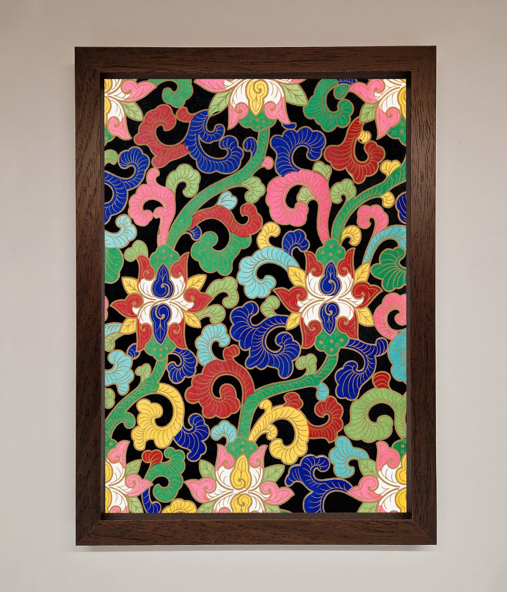 Vintage Flower Swirls Framed Wall Art-4