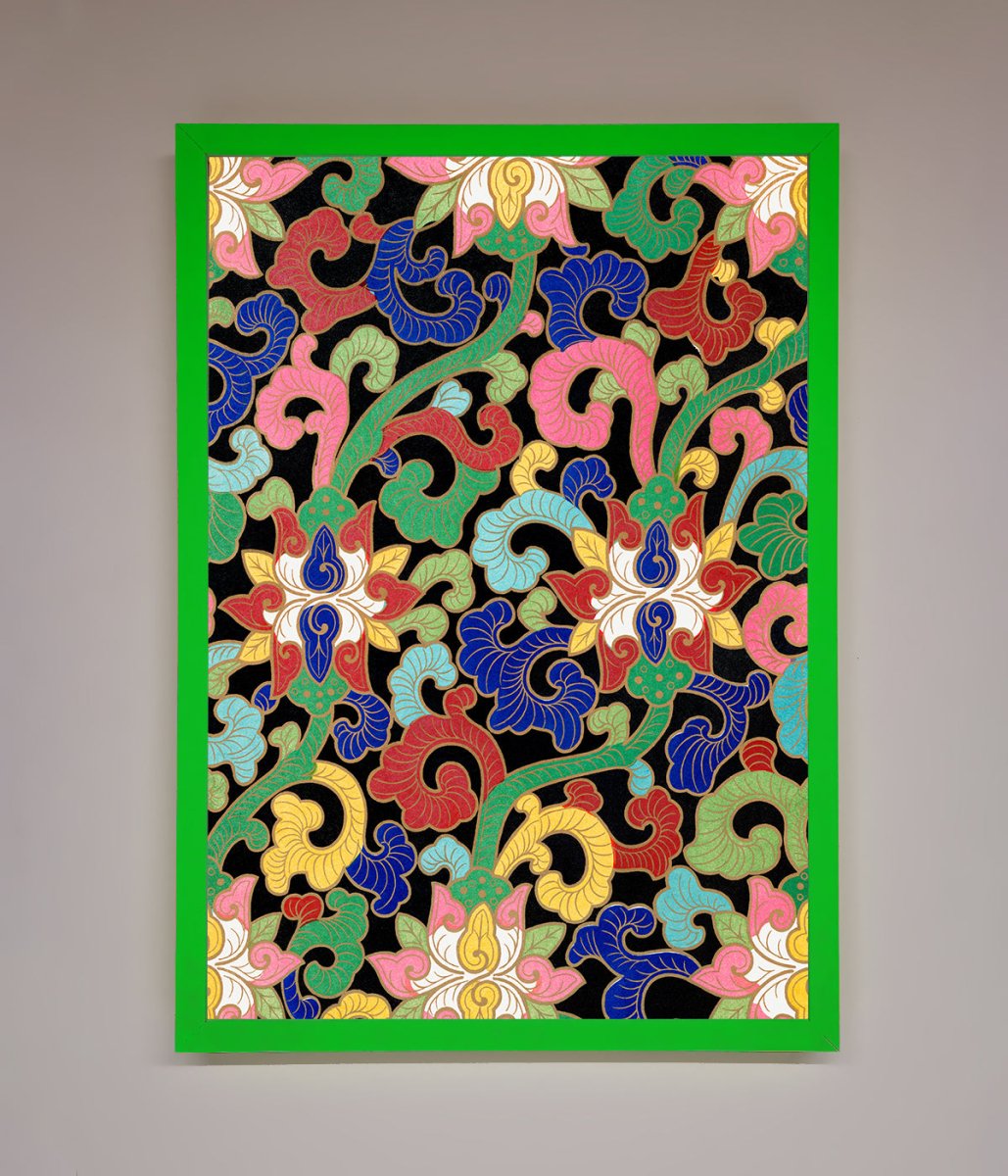 Vintage Flower Swirls Framed Wall Art-11