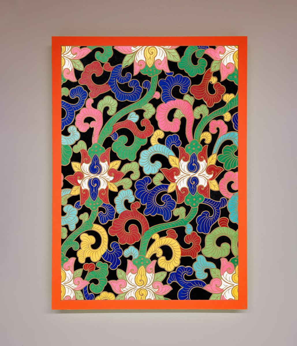 Vintage Flower Swirls Framed Wall Art-10