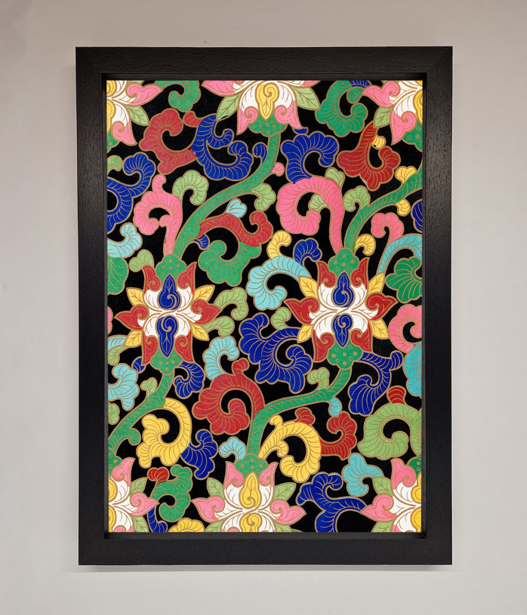 Vintage Flower Swirls Framed Wall Art-0