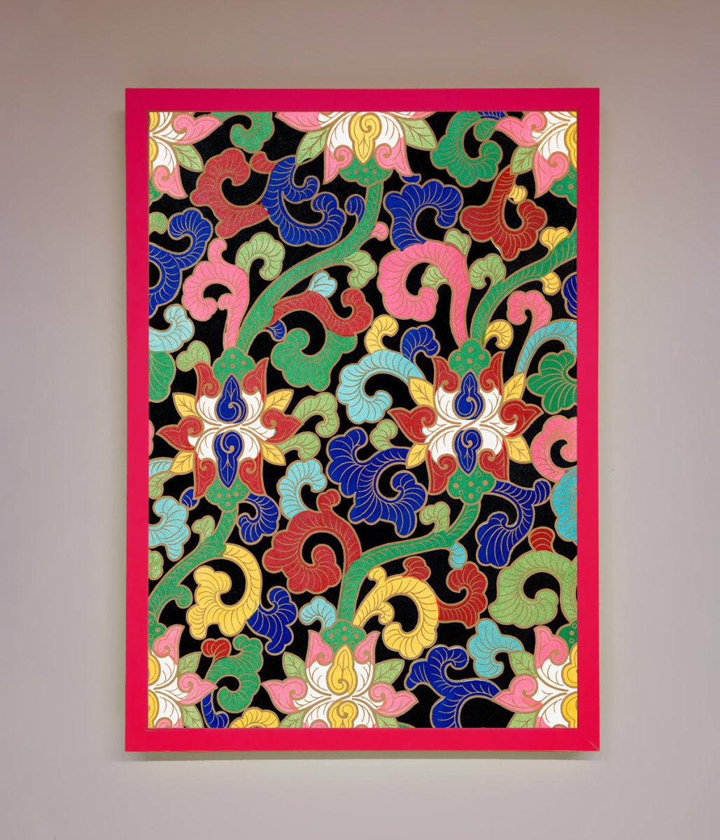 Vintage Flower Swirls Framed Wall Art-13