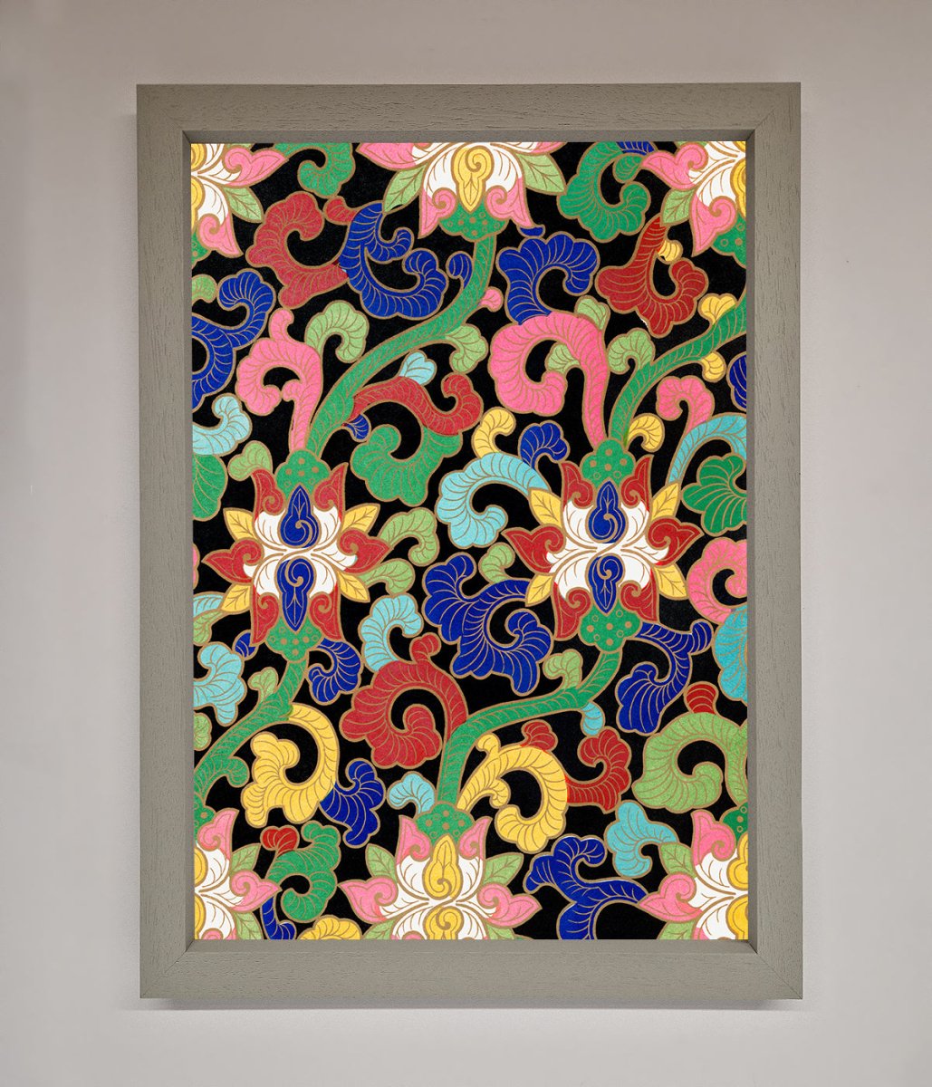 Vintage Flower Swirls Framed Wall Art-2