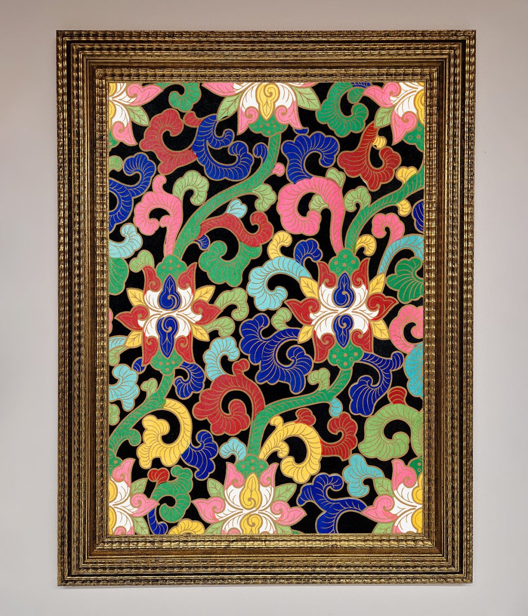 Vintage Flower Swirls Framed Wall Art-15