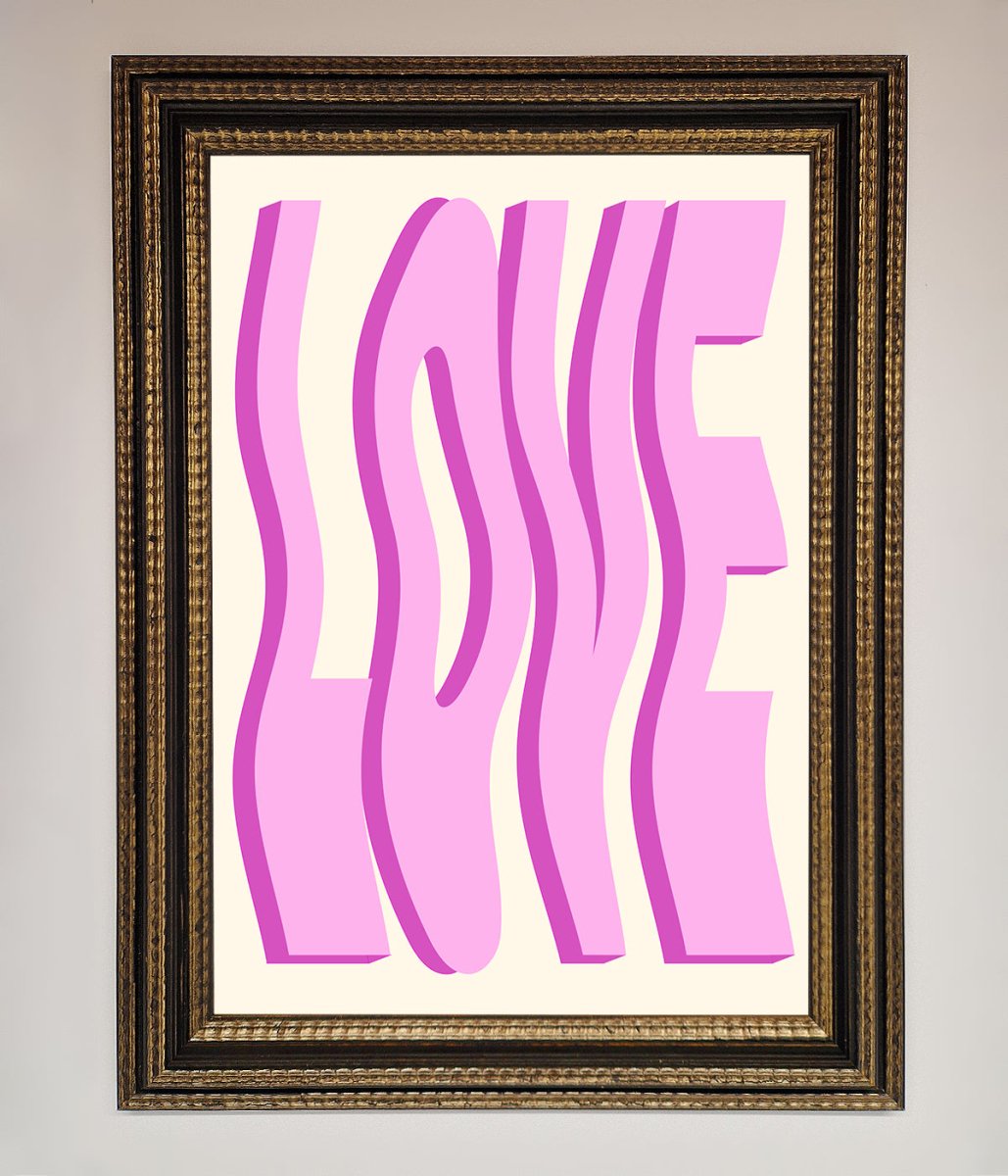 Wavy Love Pink Framed Poster-18