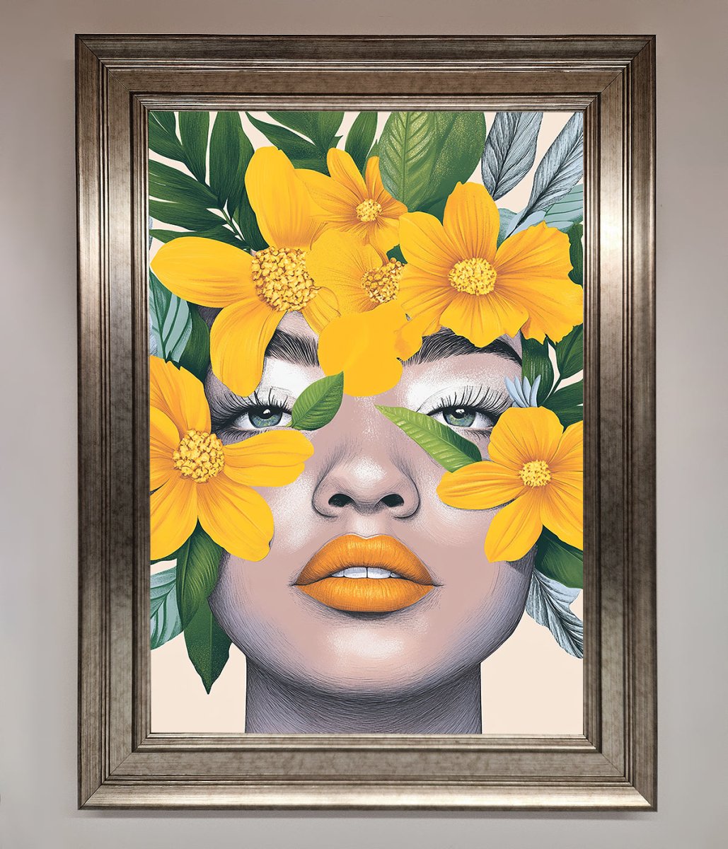 Yellow Flowers Head Framed Poster-5