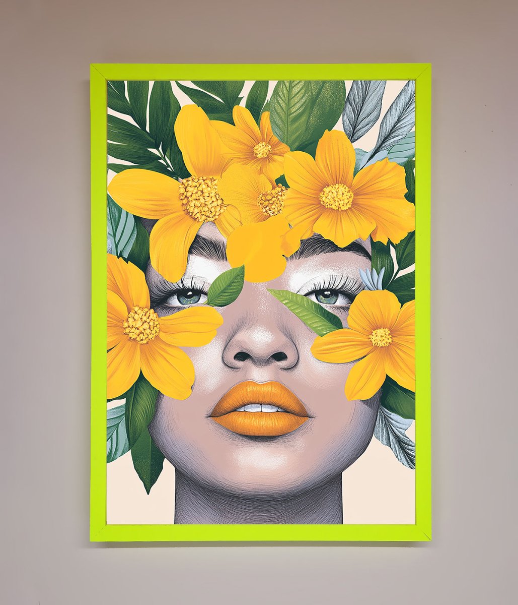Yellow Flowers Head Framed Poster-12
