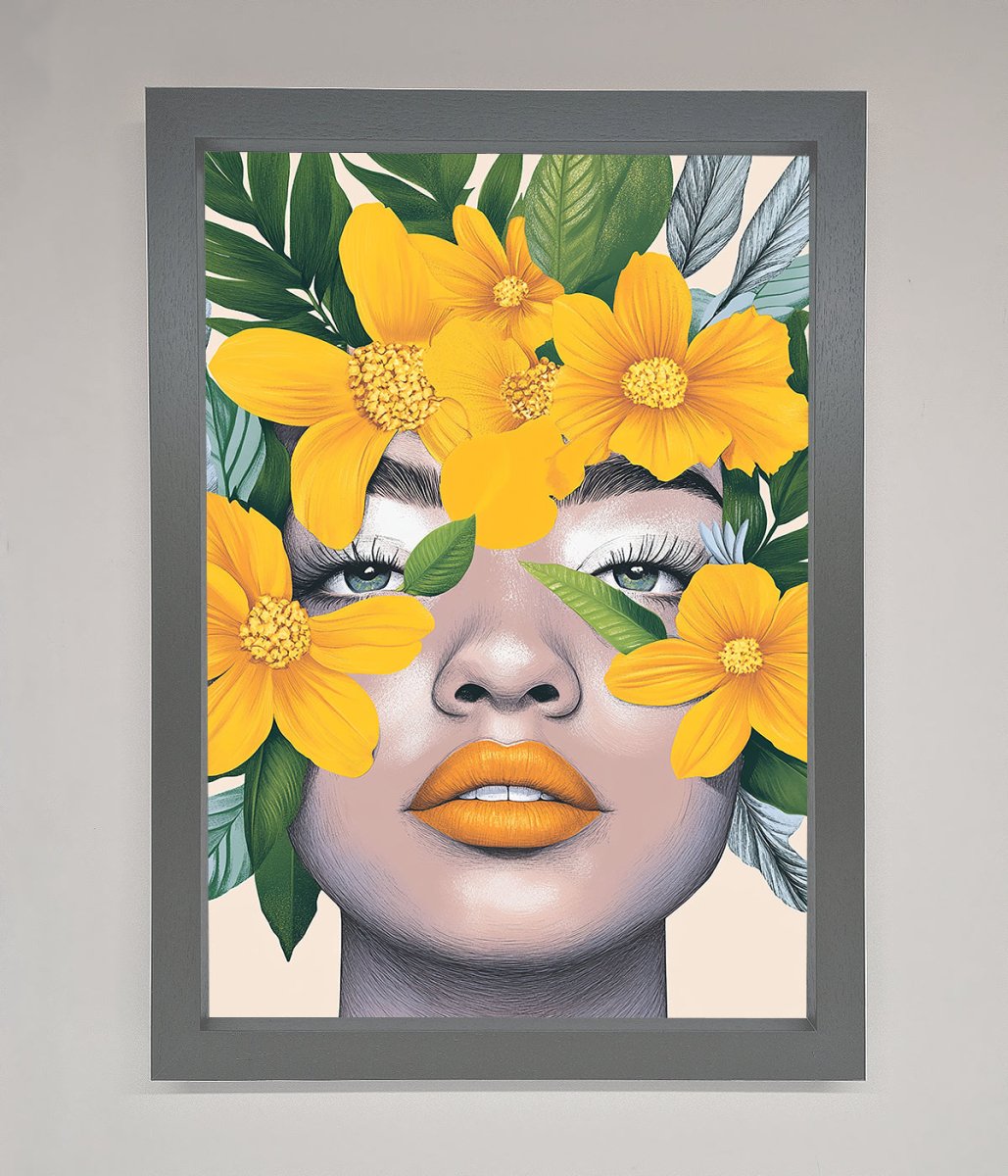 Yellow Flowers Head Framed Poster-4