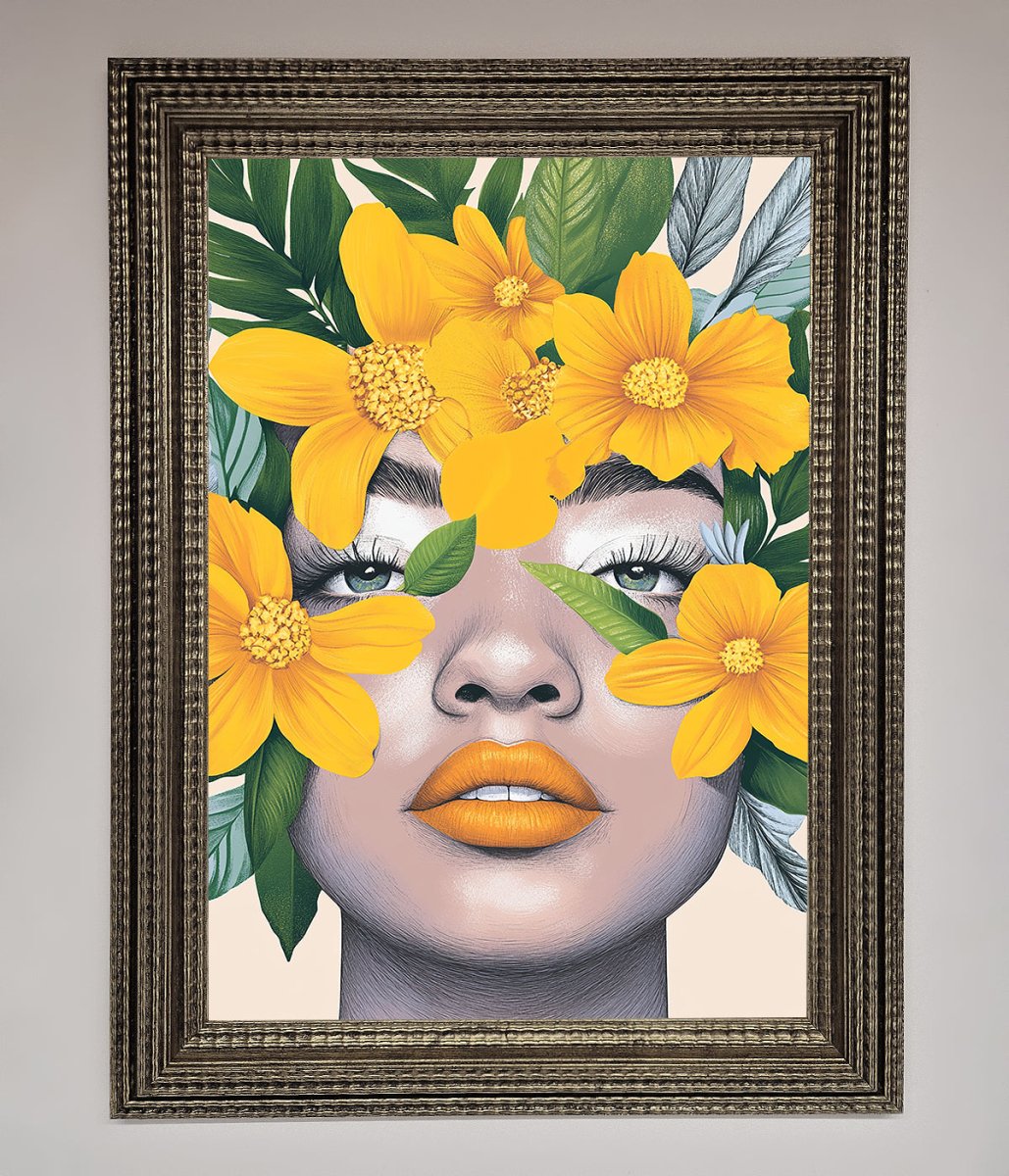 Yellow Flowers Head Framed Poster-16