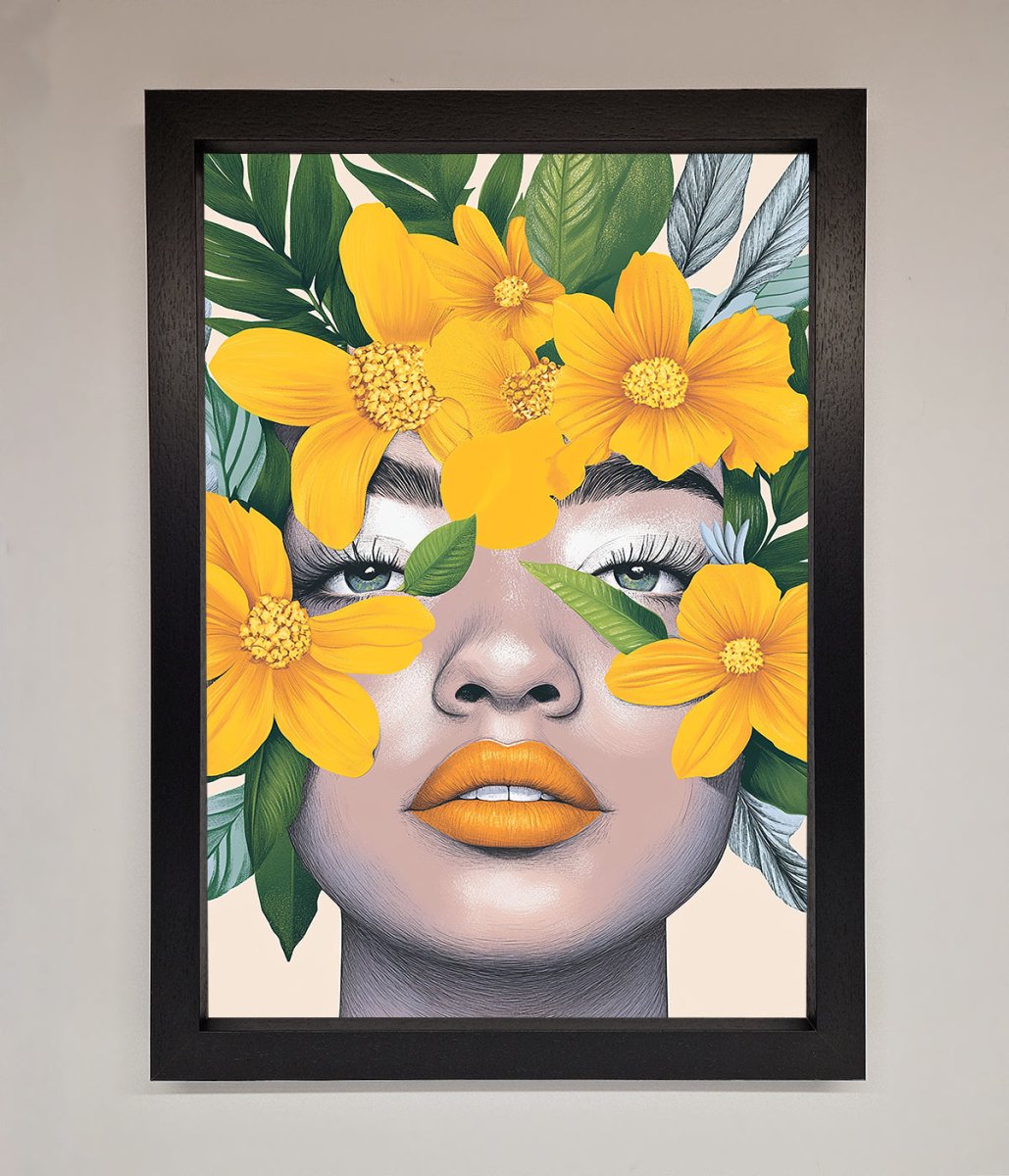 Yellow Flowers Head Framed Poster-1