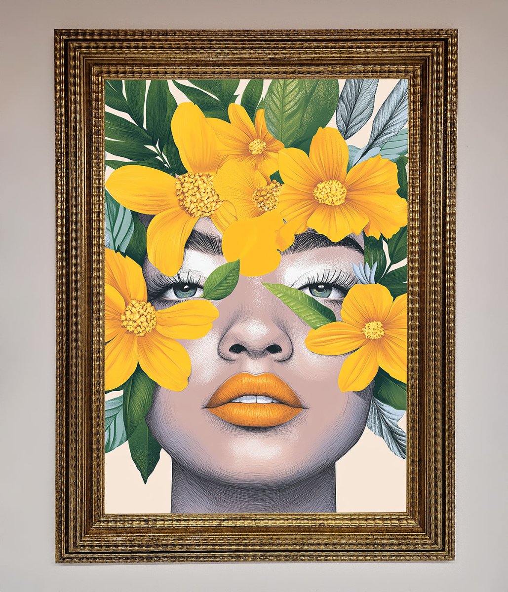 Yellow Flowers Head Framed Poster-15
